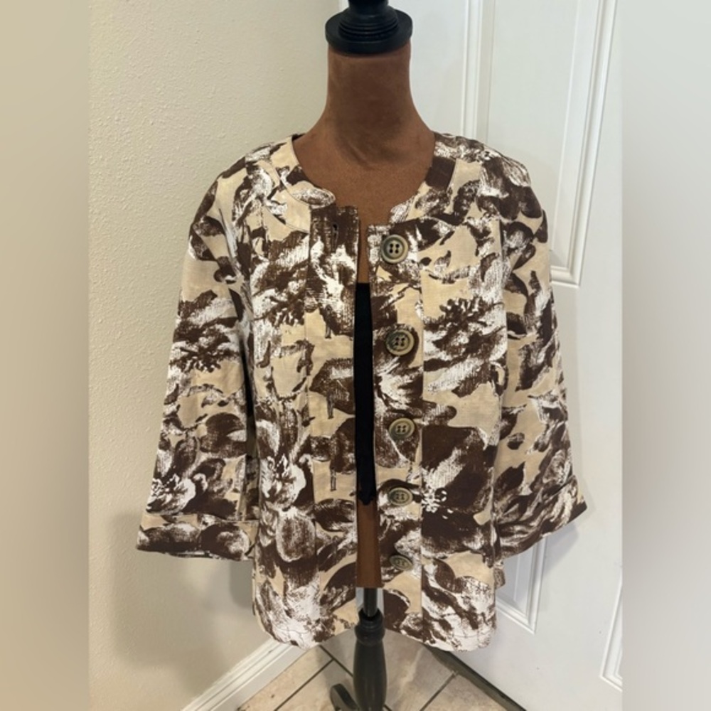 Coldwater Creek Brown and Cream Patterned Jacket